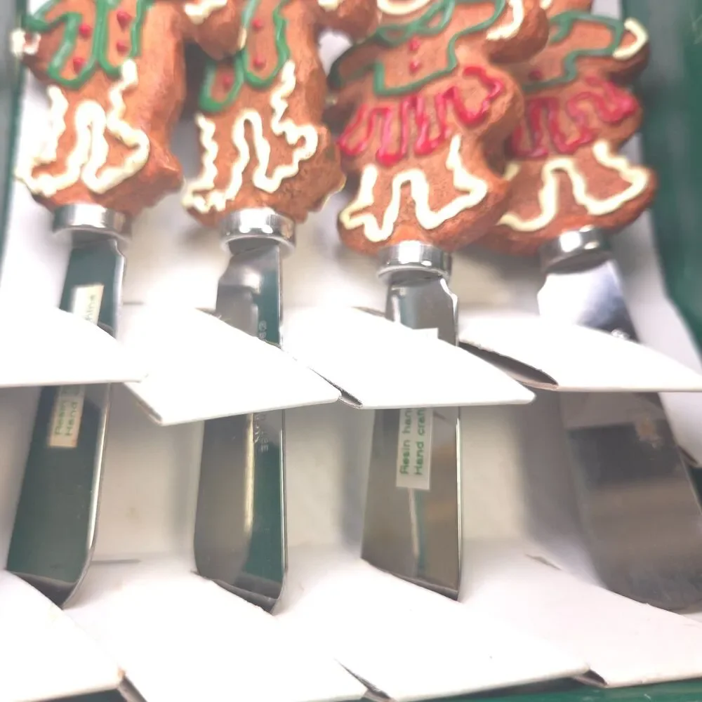 Vintage 1994 Boston Warehouse Gingerbread Spreader Set of 4 NIB Christmas
